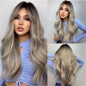 Human hair blend ash blonde wig with side bangs